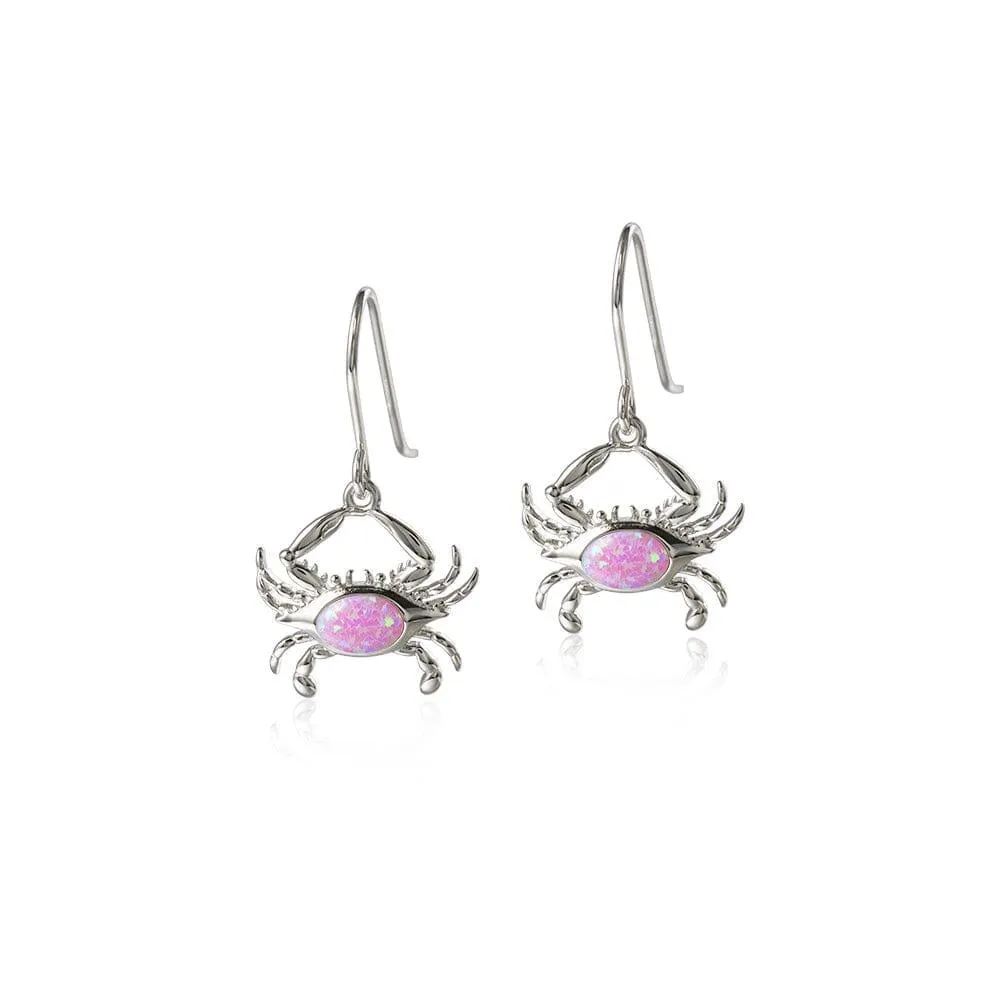 Opal Atlantic Blue Crab Hook Earrings