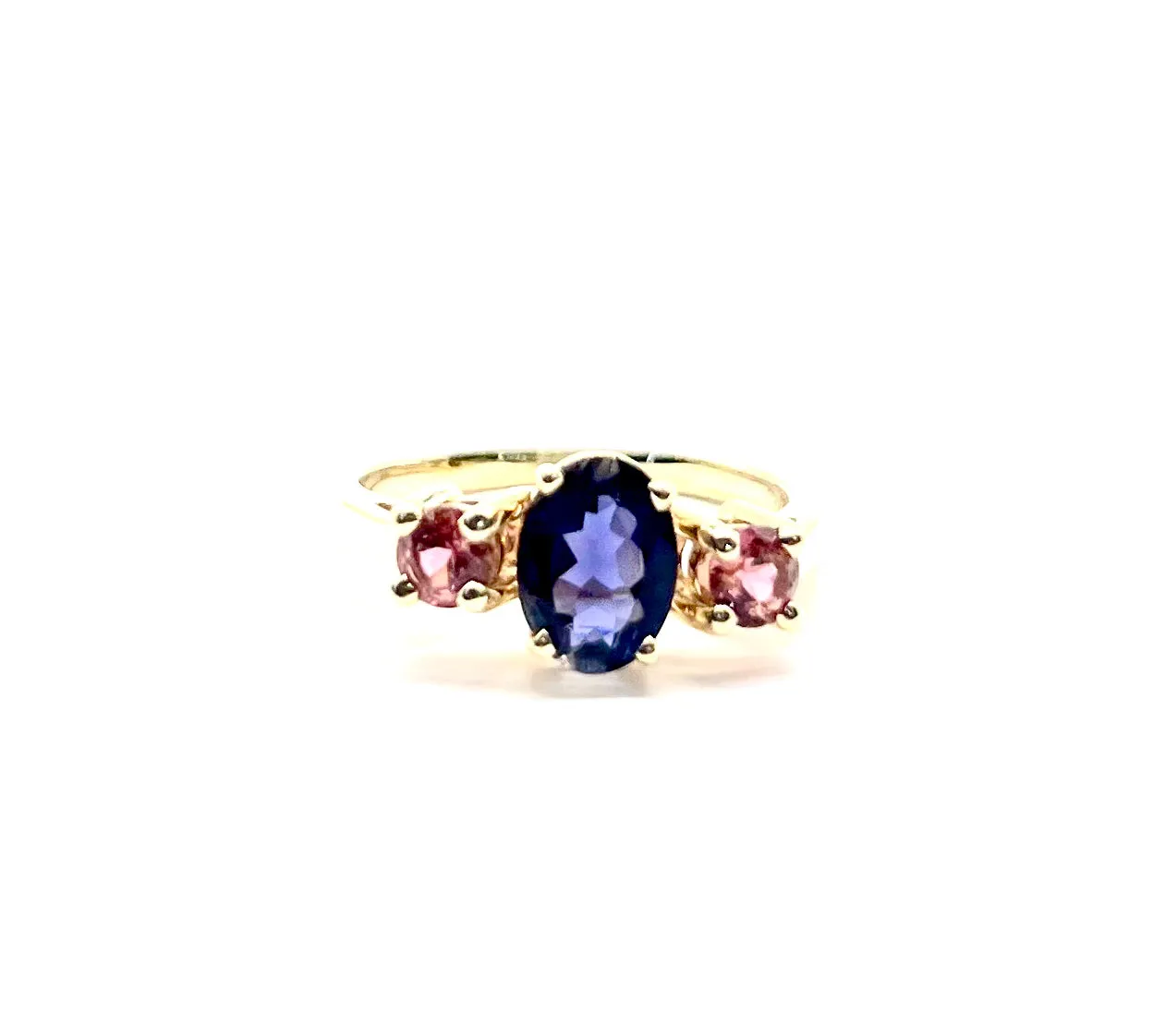 Pink and Blue Sapphire 3 In Line Ring