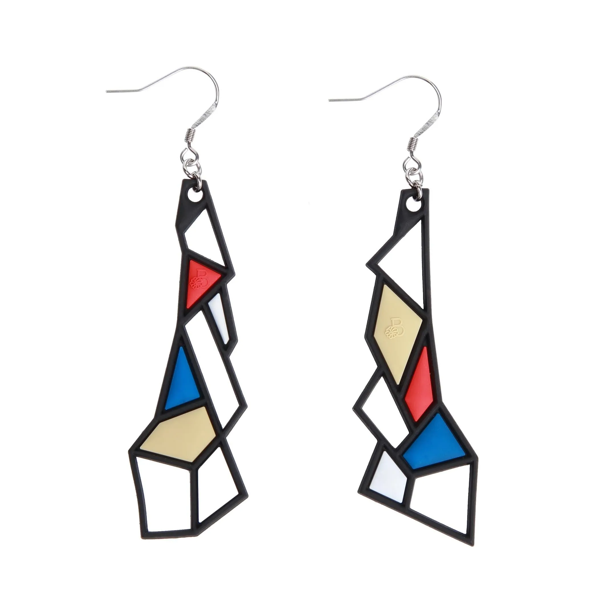 Prism Earrings, Blue & Red