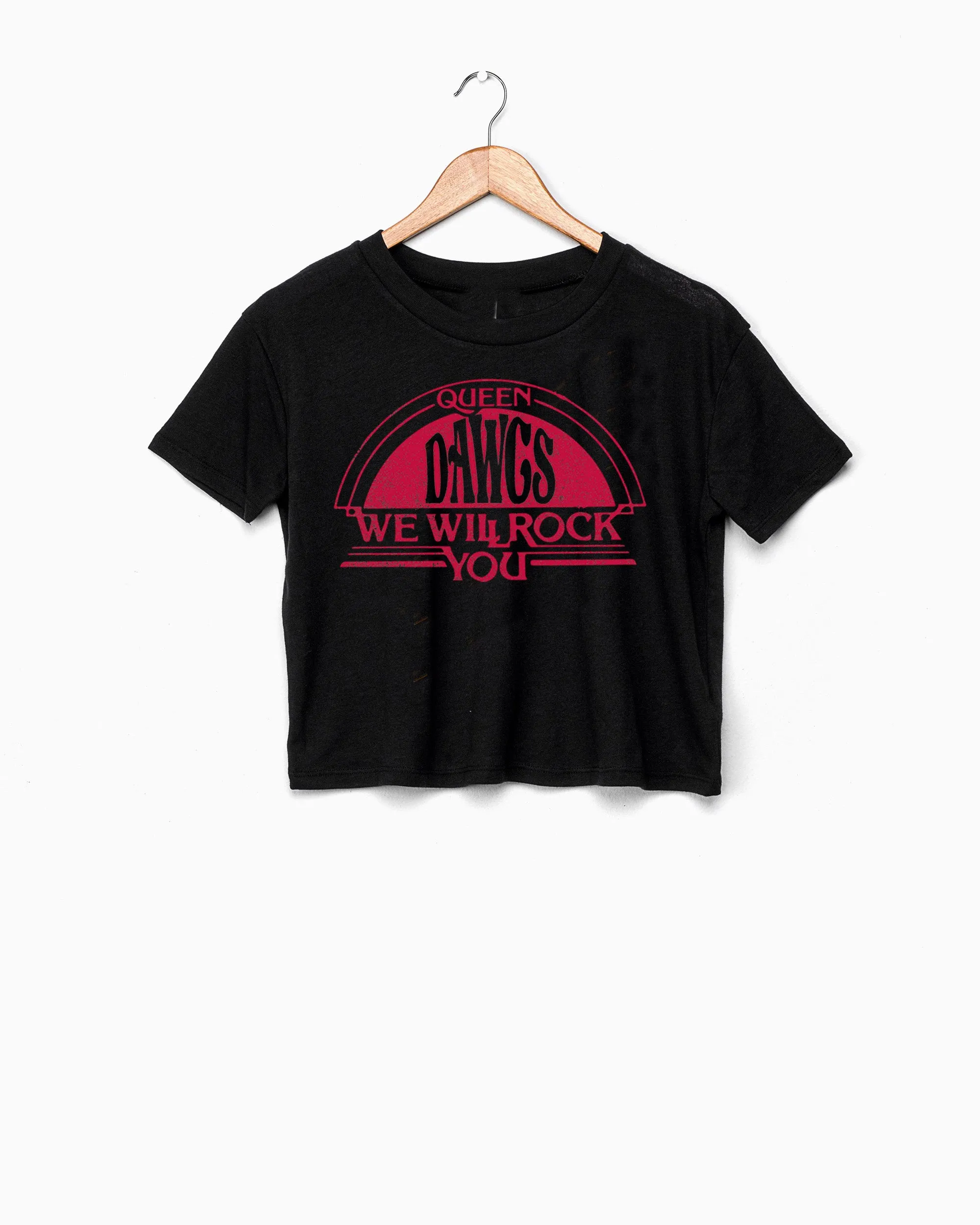 Queen Georgia Bulldogs Will Rock You Black Cropped Tee