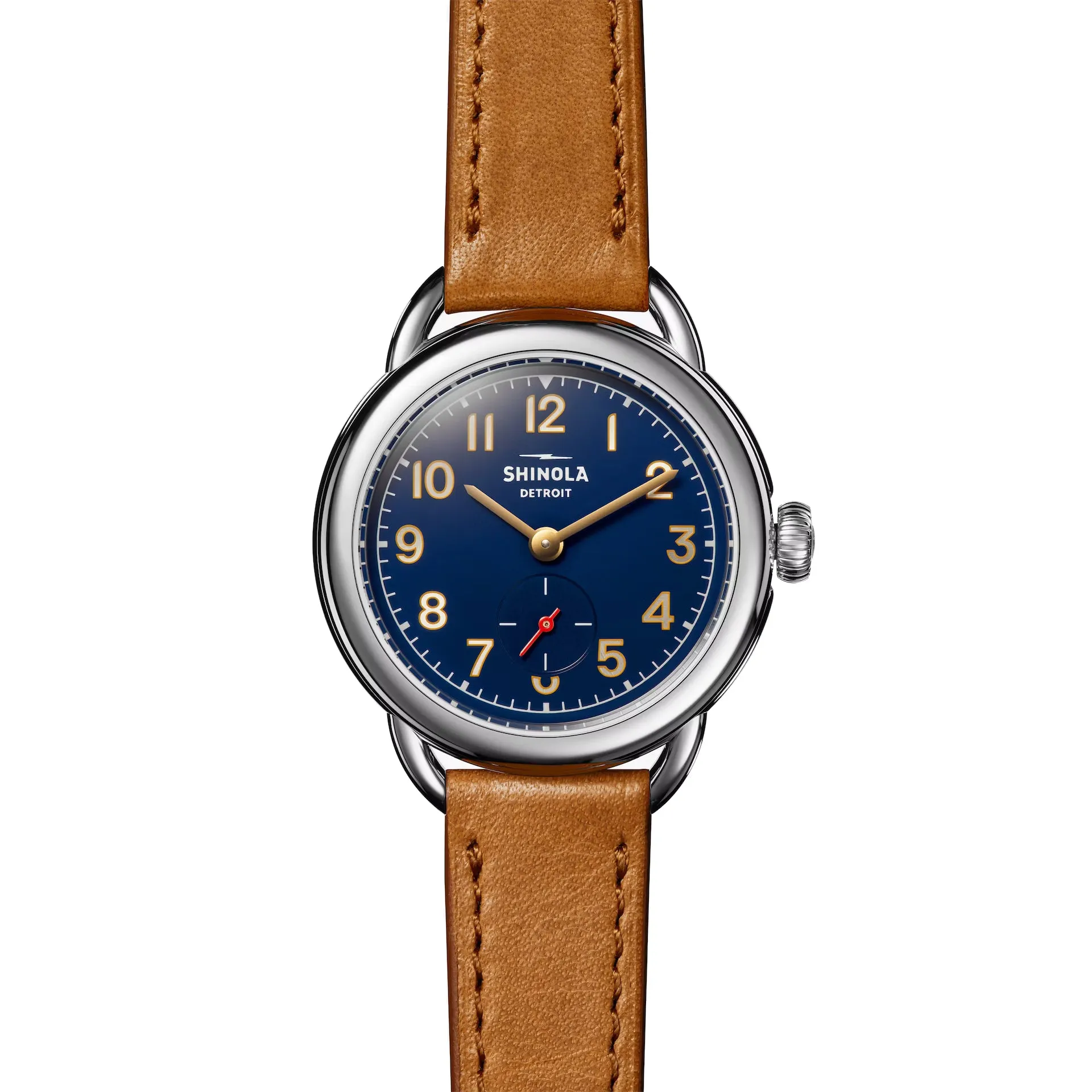 Shinola Runabout 36mm Navy Blue Watch Bourbon Strap S0120273248