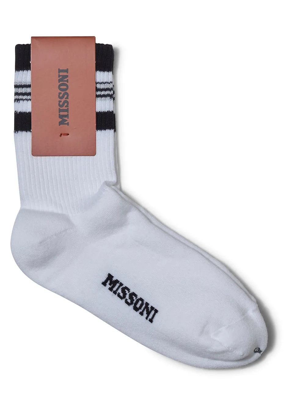 Stripe Rib Knit Socks White