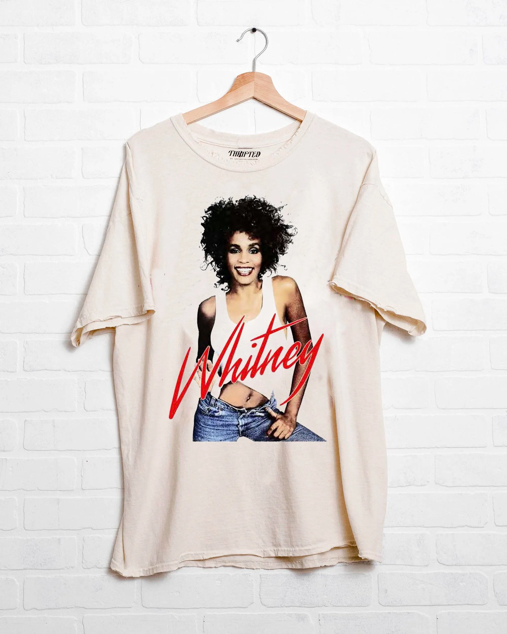 Whitney Houston Self Portrait Off White Thrifted Distressed Tee