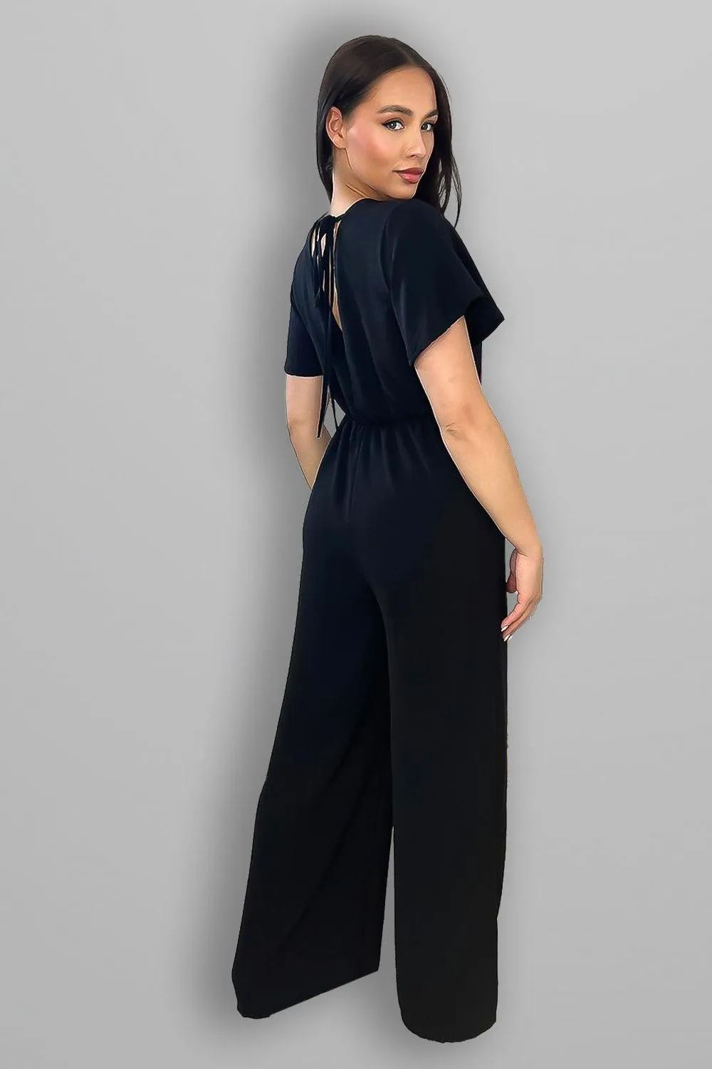 Wing Sleeve V-Neck Palazzo Jumpsuit