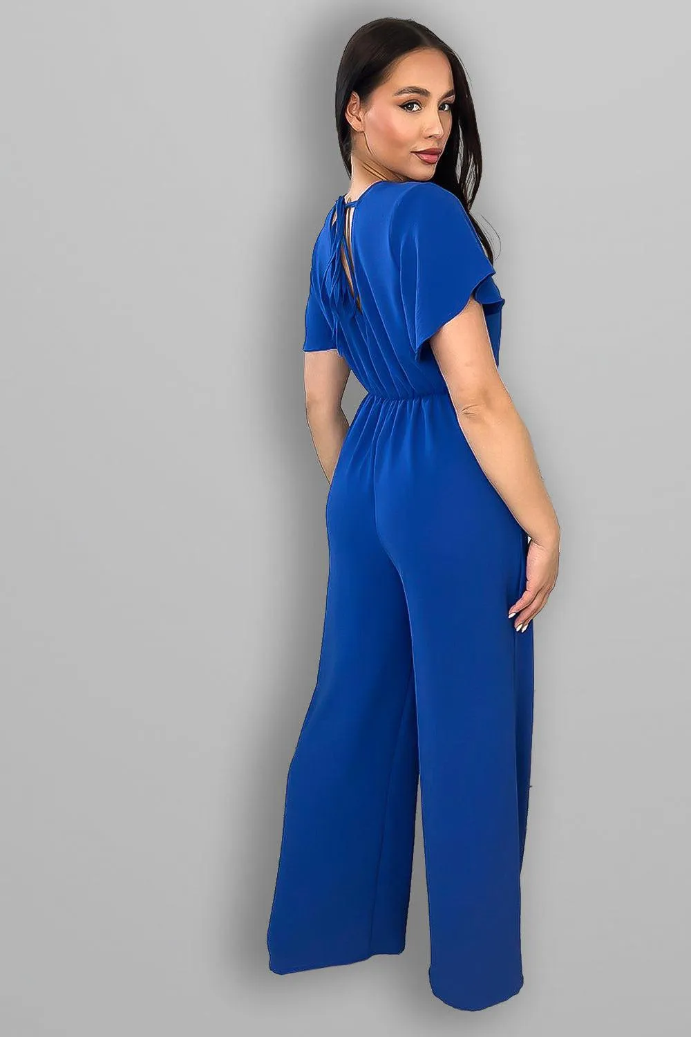 Wing Sleeve V-Neck Palazzo Jumpsuit