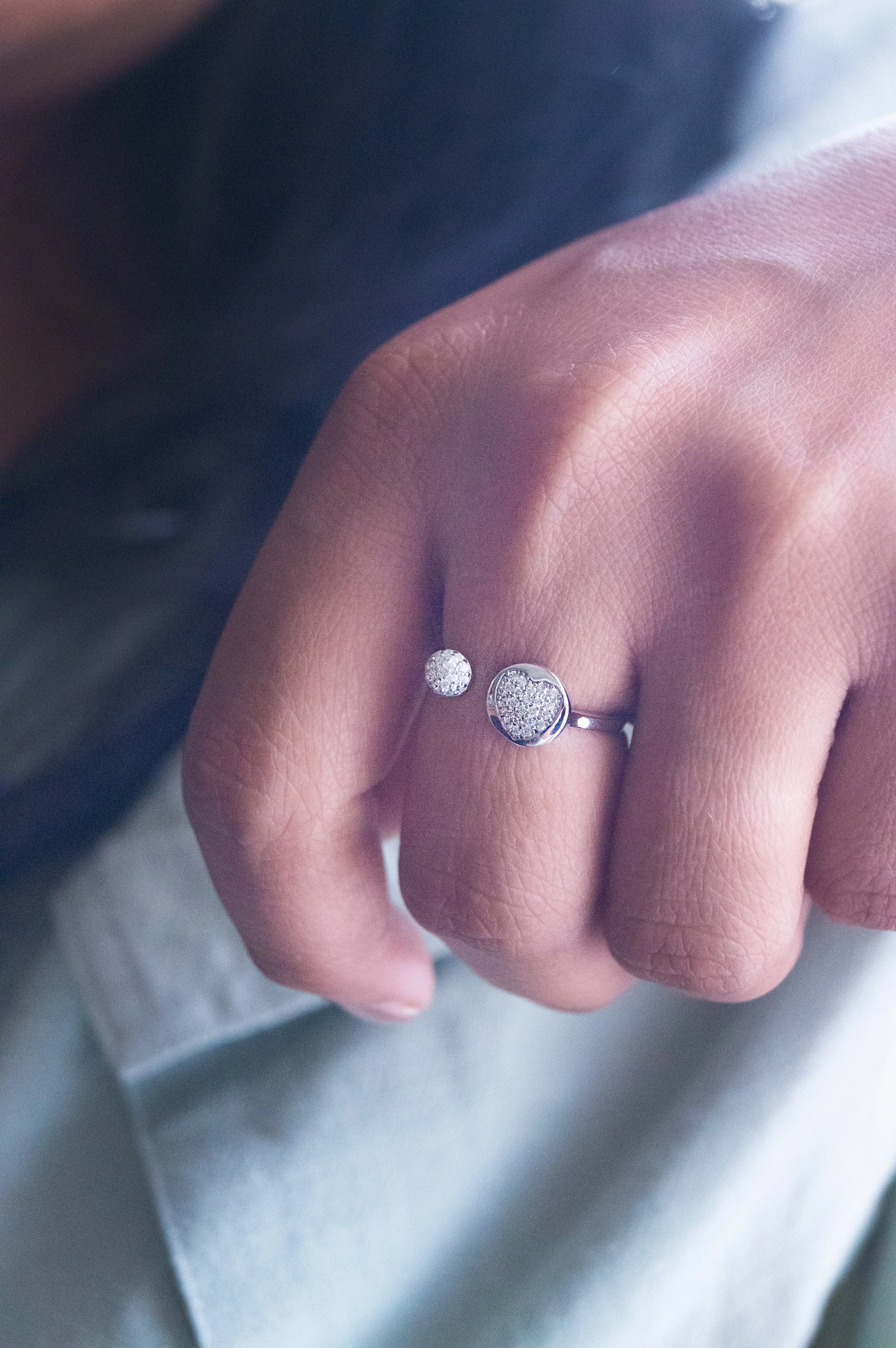 With A Open Heart Sterling Silver Ring