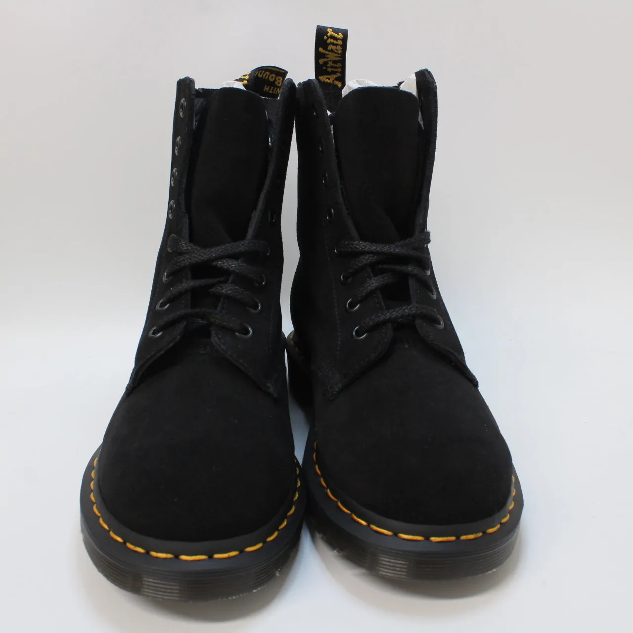 Womens Dr. Martens 8 Eyelet Lace Up Boots Black Eh Suede Mb