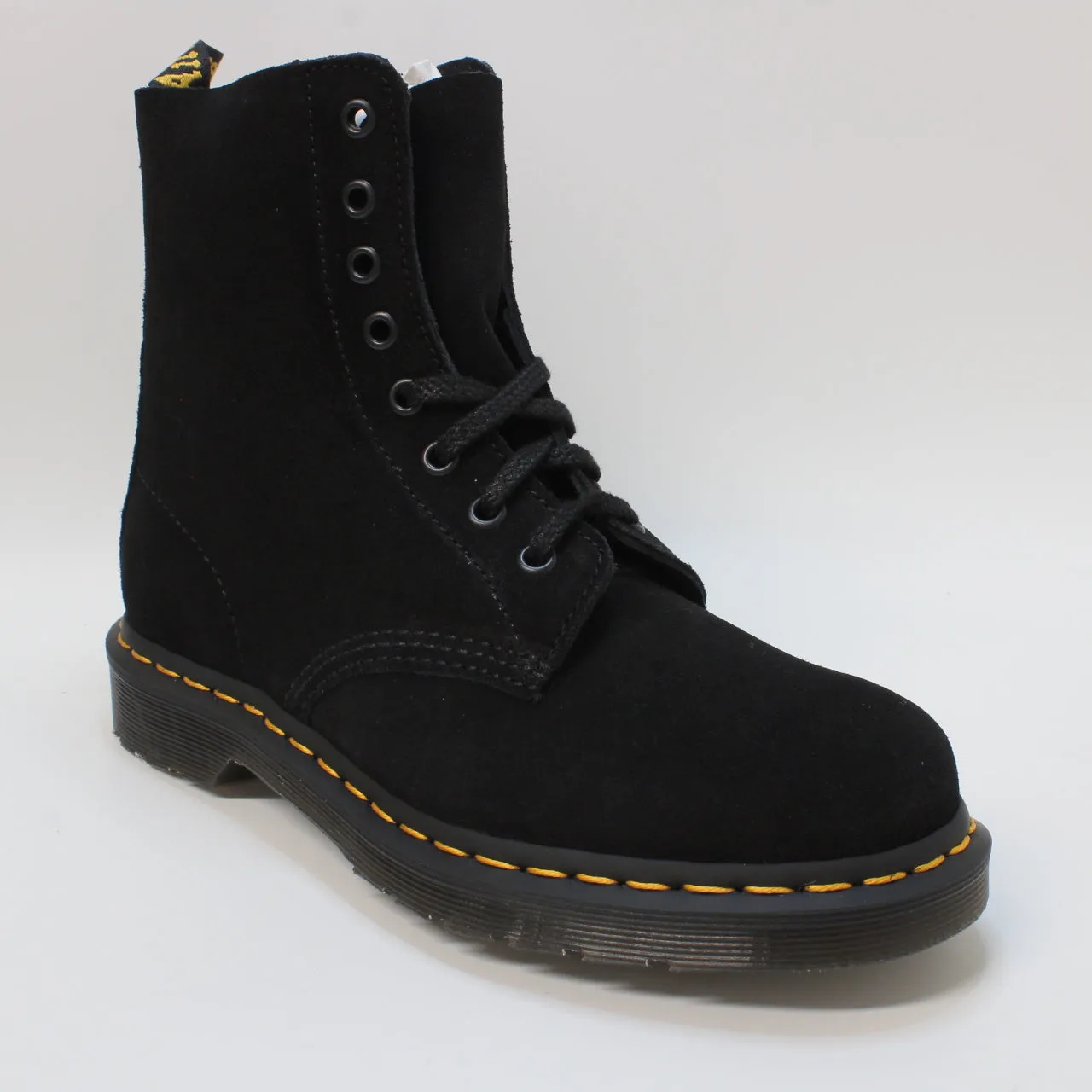 Womens Dr. Martens 8 Eyelet Lace Up Boots Black Eh Suede Mb